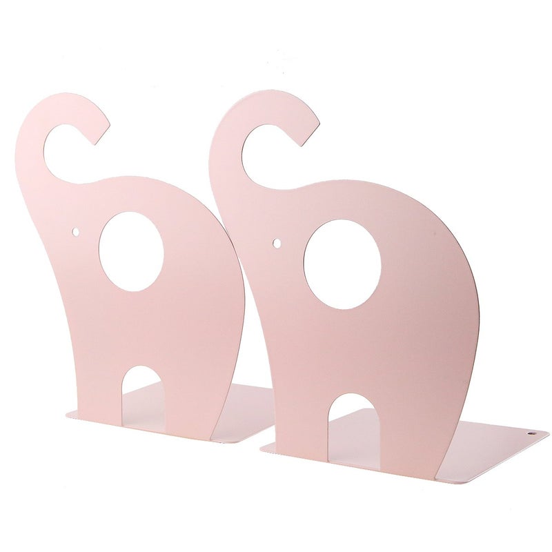 Apol Cartoon Elephant Pattern Book Organizer Cute Metal Bookends for Kids School Library Desk Study Home Office Decoration Gift (Pink) - Image 5